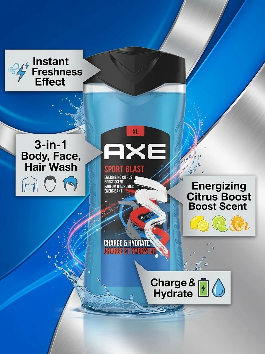 شامپو 3 در 1  aex مدل sport blast  حجم 400 میل